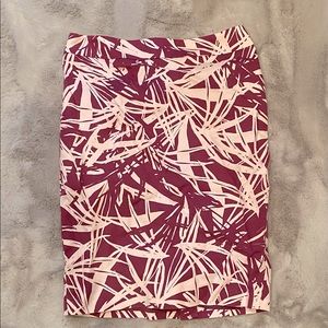 LOFT pencil skirt, abstract palm leaf motif.
